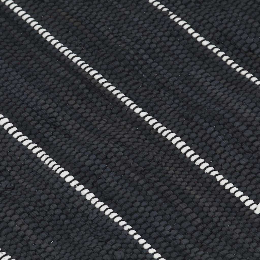 Tappeto Chindi Tessuto a Mano in Cotone 160x230 cm Antracite