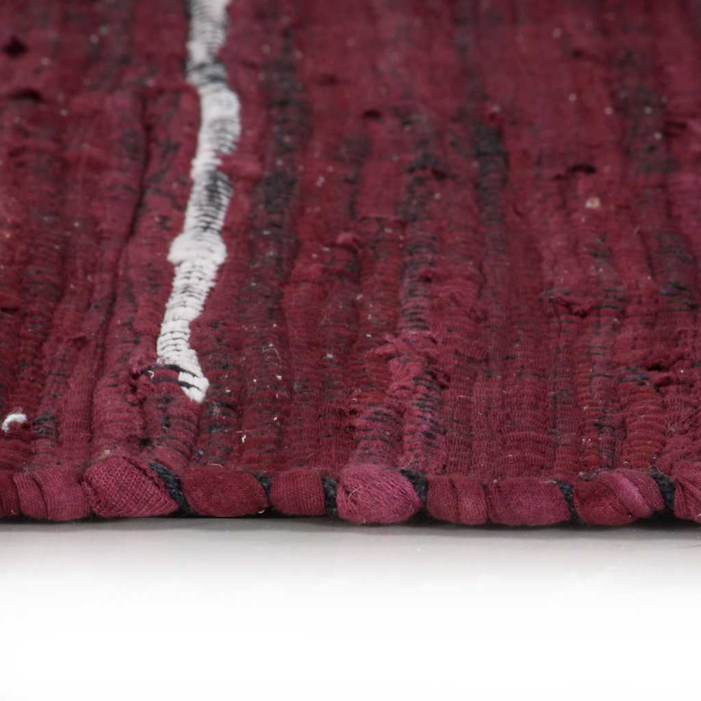 Tappeto Chindi Tessuto a Mano in Cotone 80x160 cm Borgogna