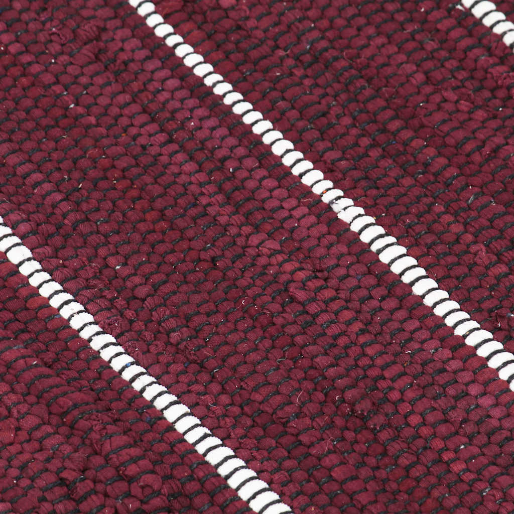 Tappeto Chindi Tessuto a Mano in Cotone 80x160 cm Borgogna