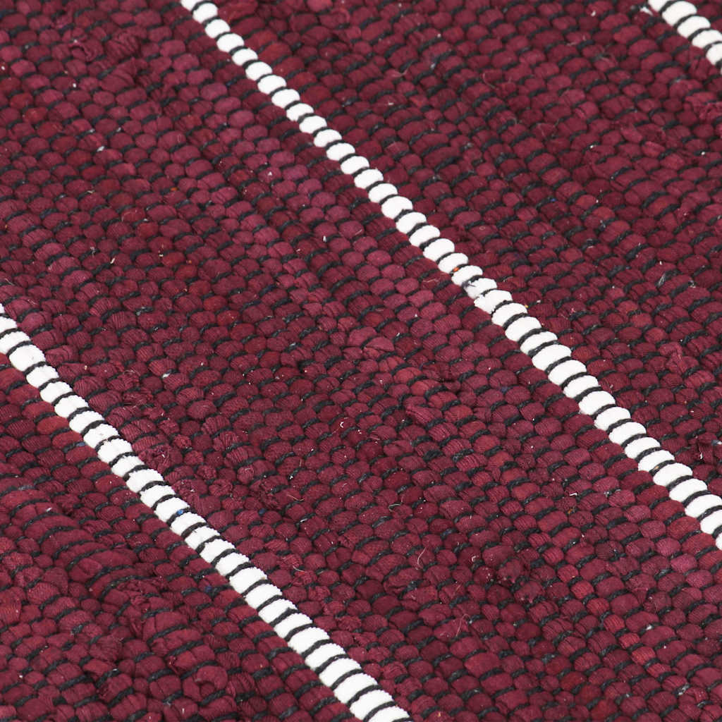 Tappeto Chindi Tessuto a Mano in Cotone 160x230 cm Borgogna