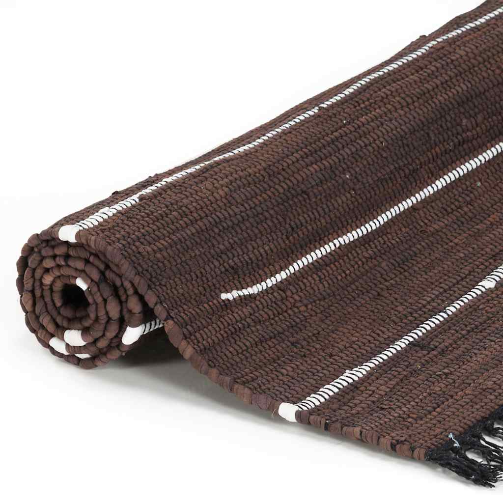 Tappeto Chindi Tessuto a Mano in Cotone 80x160 cm Marrone