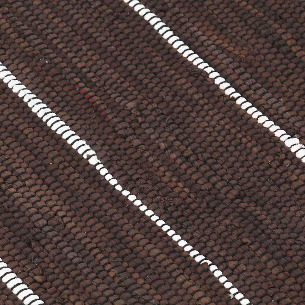 Tappeto Chindi Tessuto a Mano in Cotone 80x160 cm Marrone