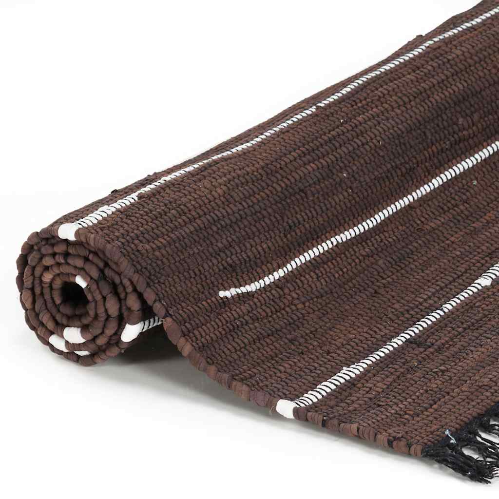 Tappeto Chindi Tessuto a Mano in Cotone 160x230 cm Marrone