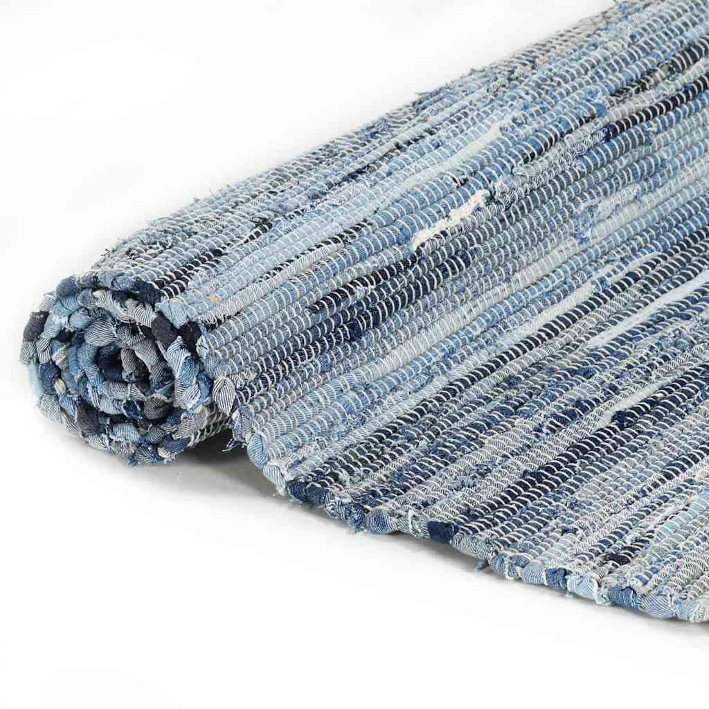 Tappeto Chindi Tessuto a Mano in Denim 120x170 cm Blu