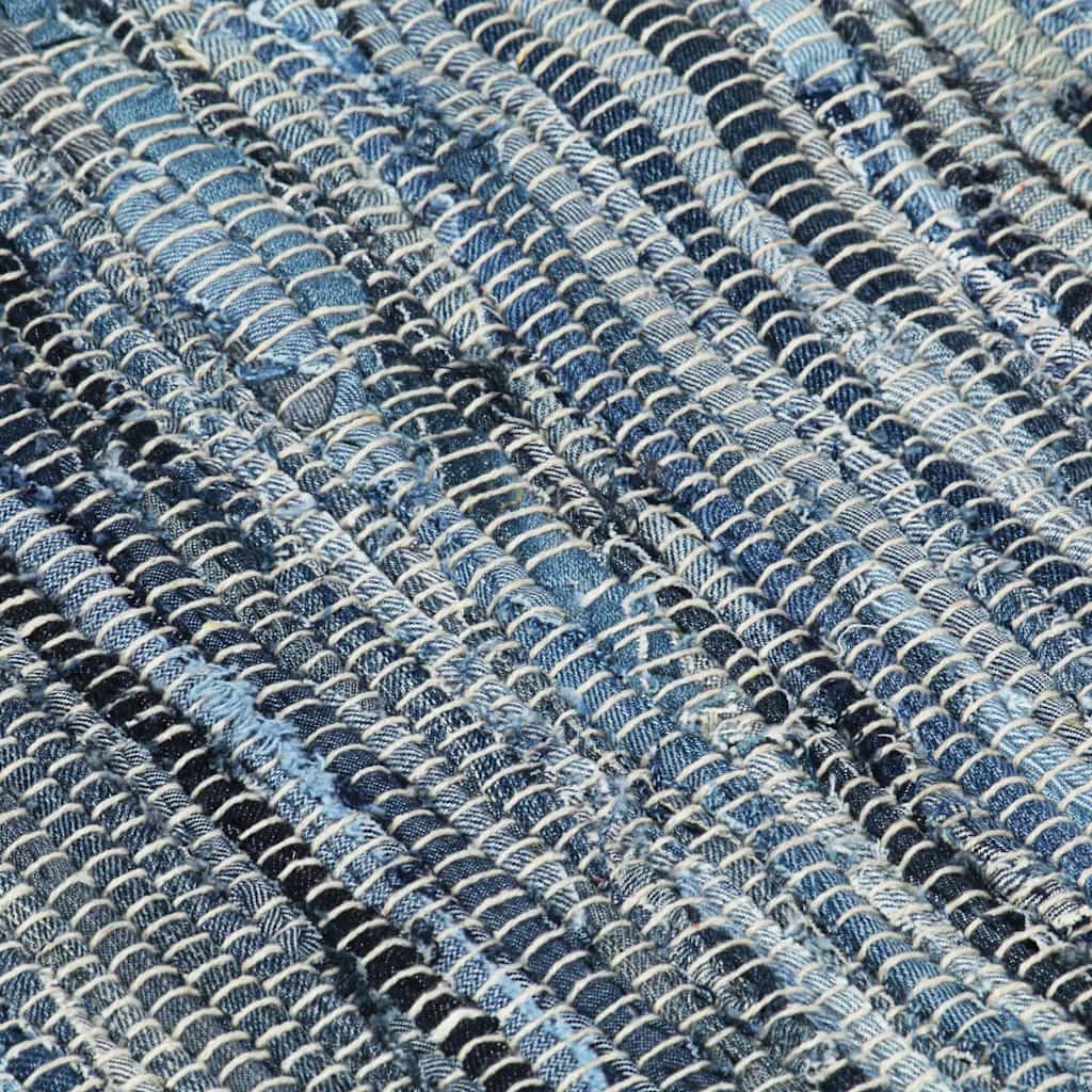 Tappeto Chindi Tessuto a Mano in Denim 120x170 cm Blu