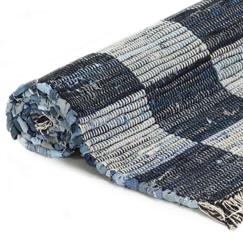 Tappeto Chindi Tessuto a Mano in Denim 120x170 cm Blu