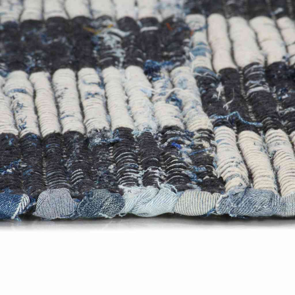 Tappeto Chindi Tessuto a Mano in Denim 120x170 cm Blu