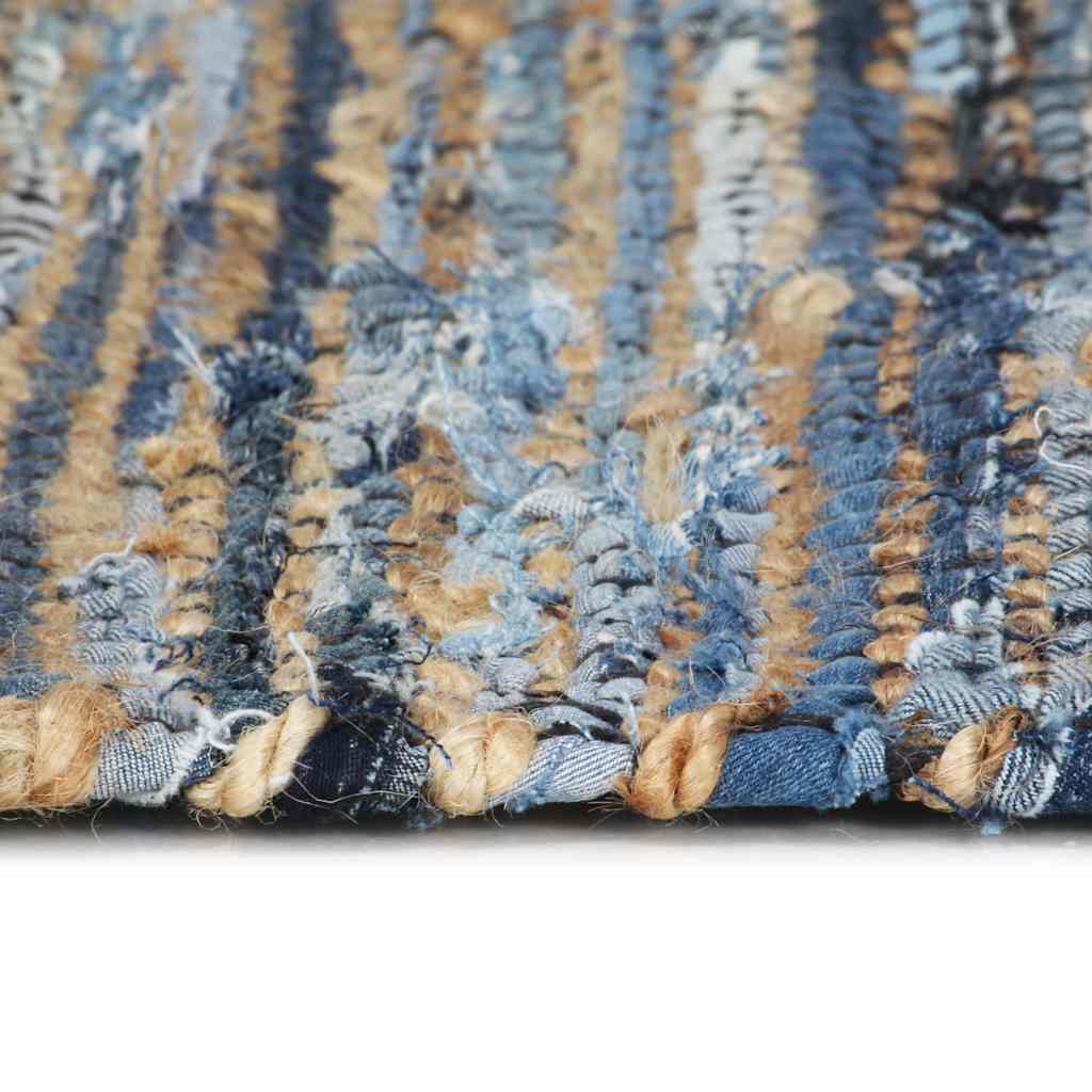 Tappeto Chindi Tessuto a Mano Denim Iuta 120x170 cm Multicolore