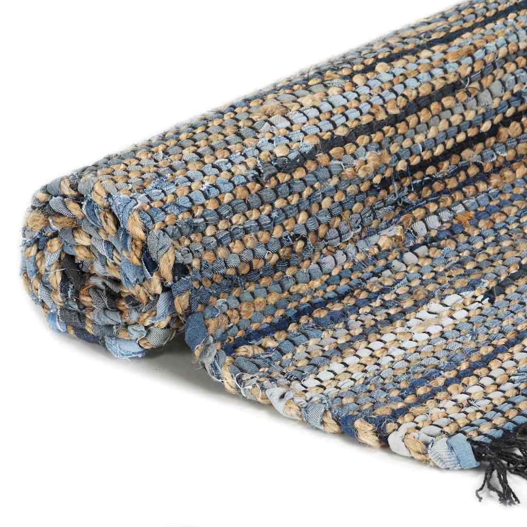 Tappeto Chindi Tessuto a Mano Denim Iuta 160x230 cm Multicolore