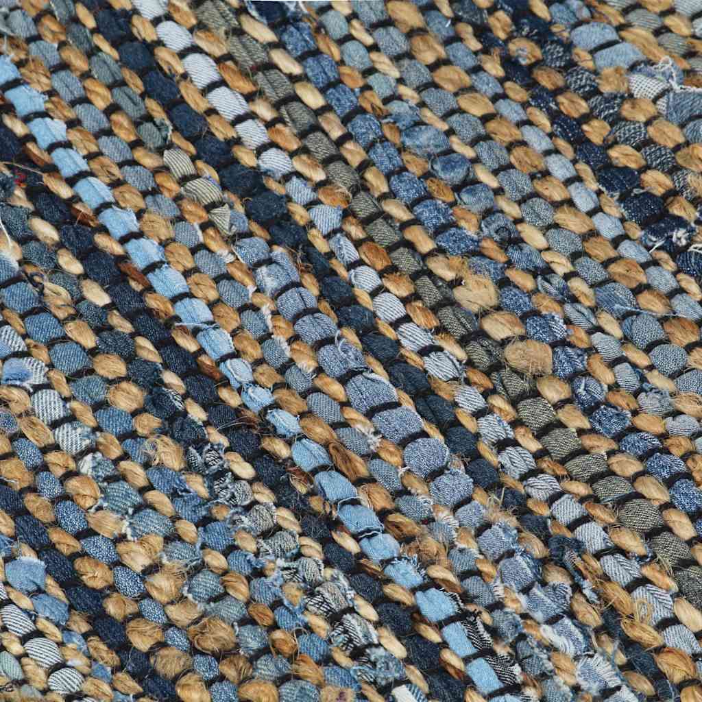 Tappeto Chindi Tessuto a Mano Denim Iuta 160x230 cm Multicolore