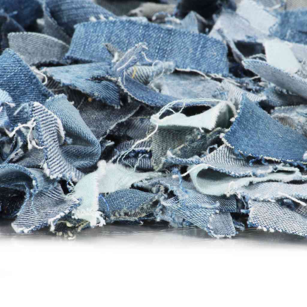Tappeto Shaggy a Pelo Lungo in Denim 120x170 cm Blu