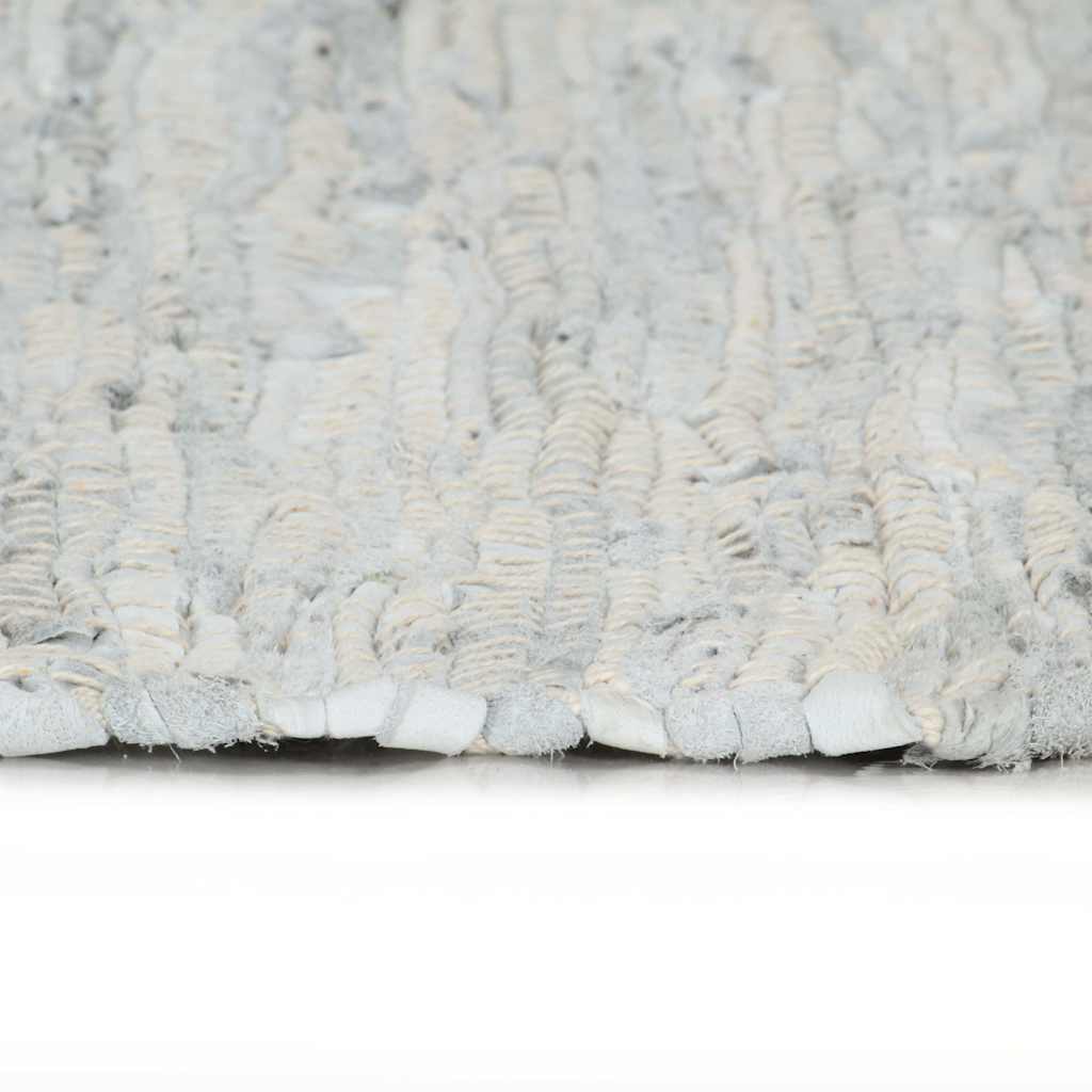 Tappeto Chindi Tessuto a Mano in Pelle 120x170 cm Grigio Chiaro