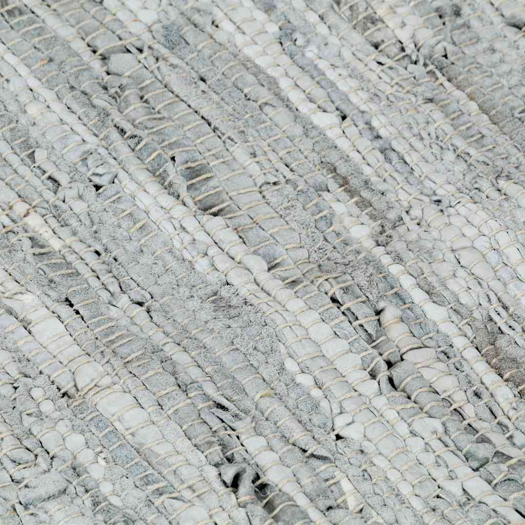 Tappeto Chindi Tessuto a Mano in Pelle 120x170 cm Grigio Chiaro