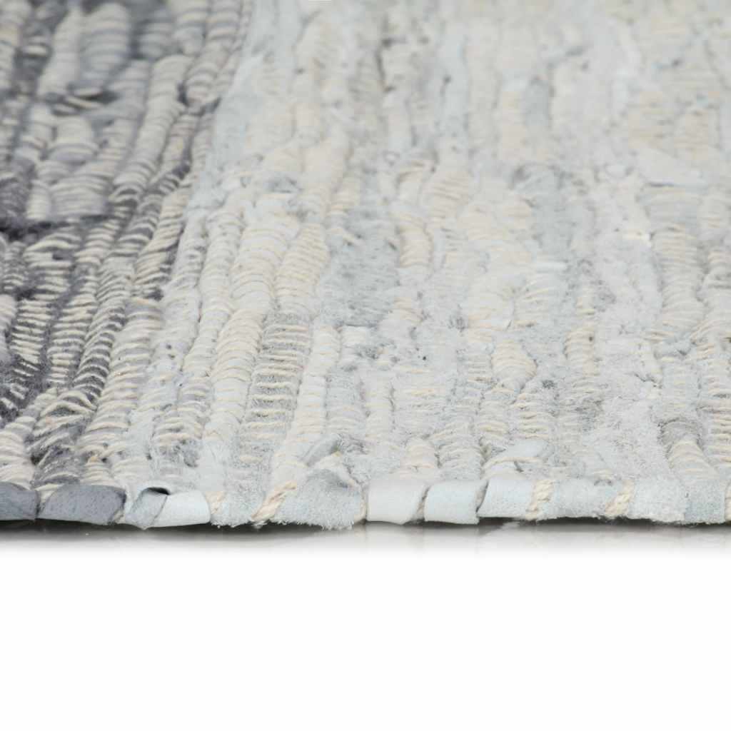Tappeto Chindi Tessuto a Mano in Pelle 190x280 cm Grigio