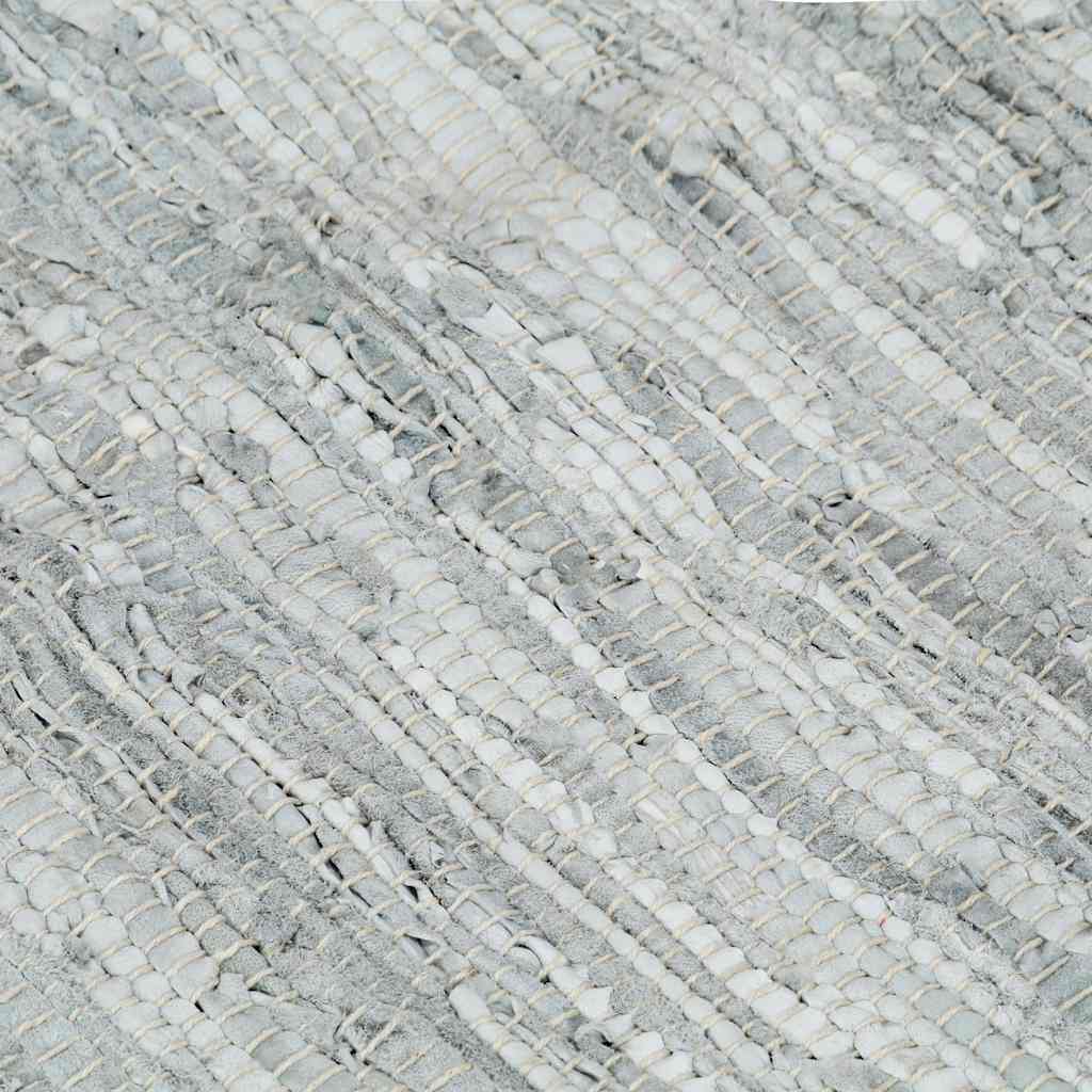 Tappeto Chindi Tessuto a Mano in Pelle 190x280 cm Grigio