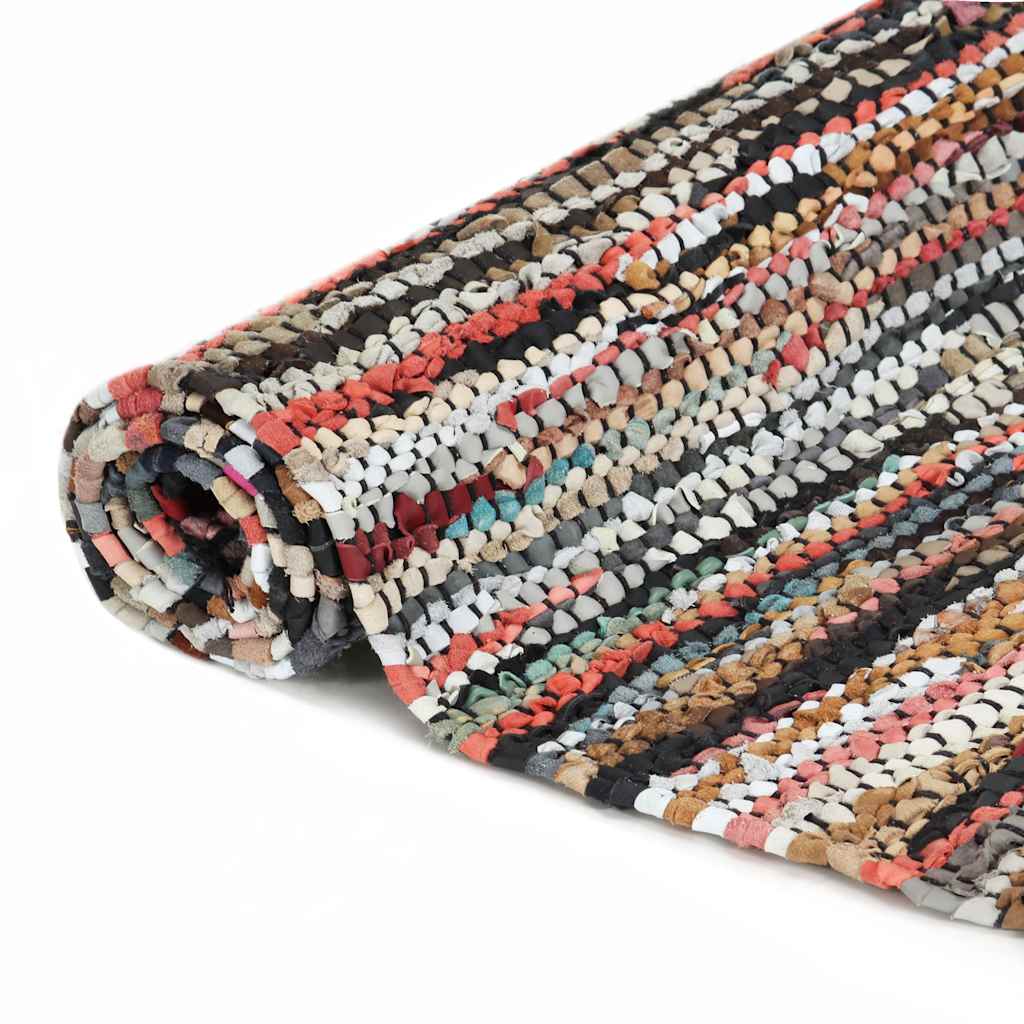Tappeto Chindi Tessuto a Mano in Pelle 160x230 cm Multicolore