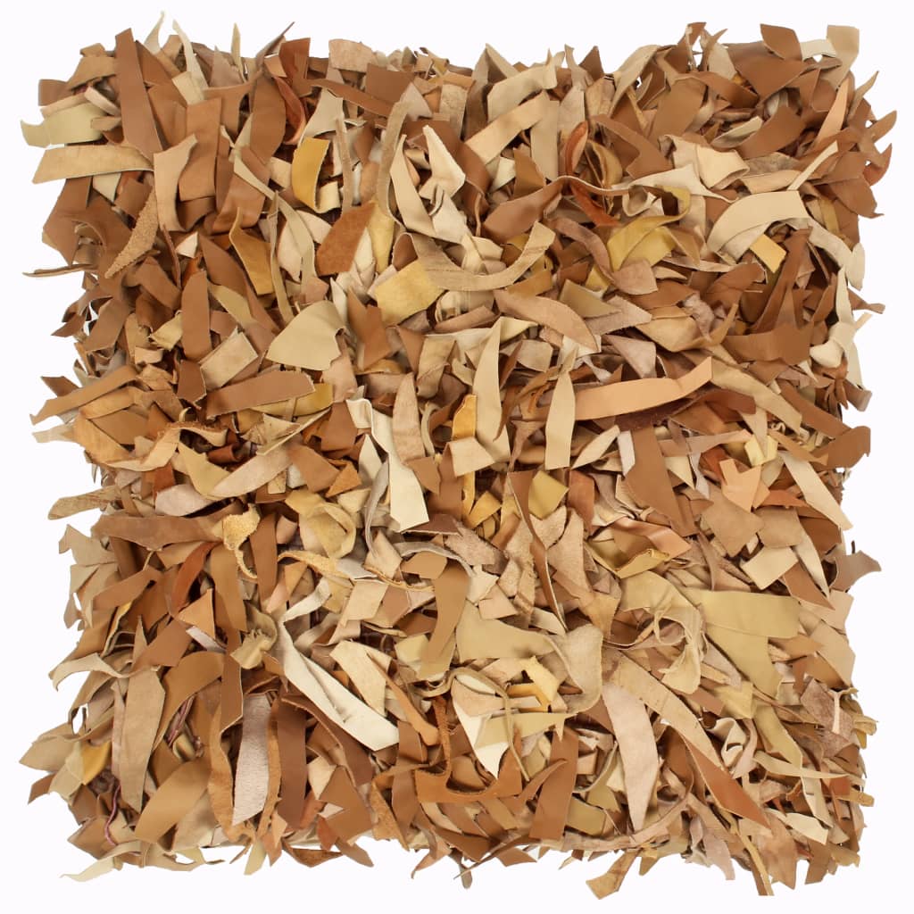 Cuscini 2 pz Shaggy Tanno 45x45 cm in Pelle e Cotone
