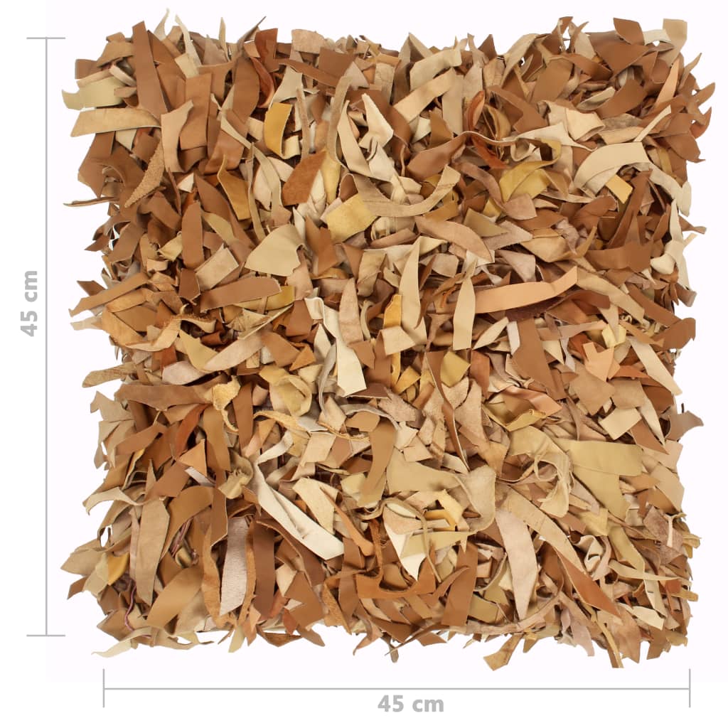 Cuscini 2 pz Shaggy Tanno 45x45 cm in Pelle e Cotone