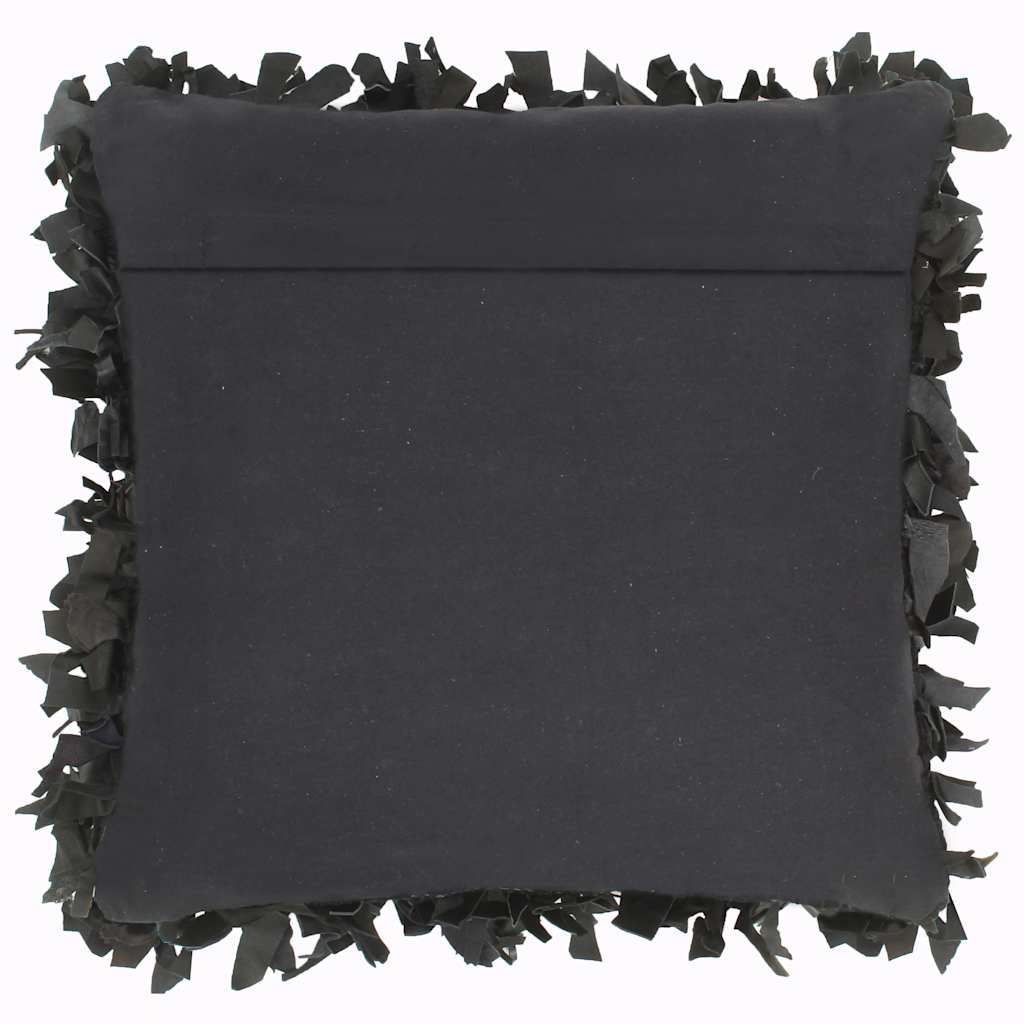 Cuscino Shaggy Nero 60x60 cm in Pelle e Cotone