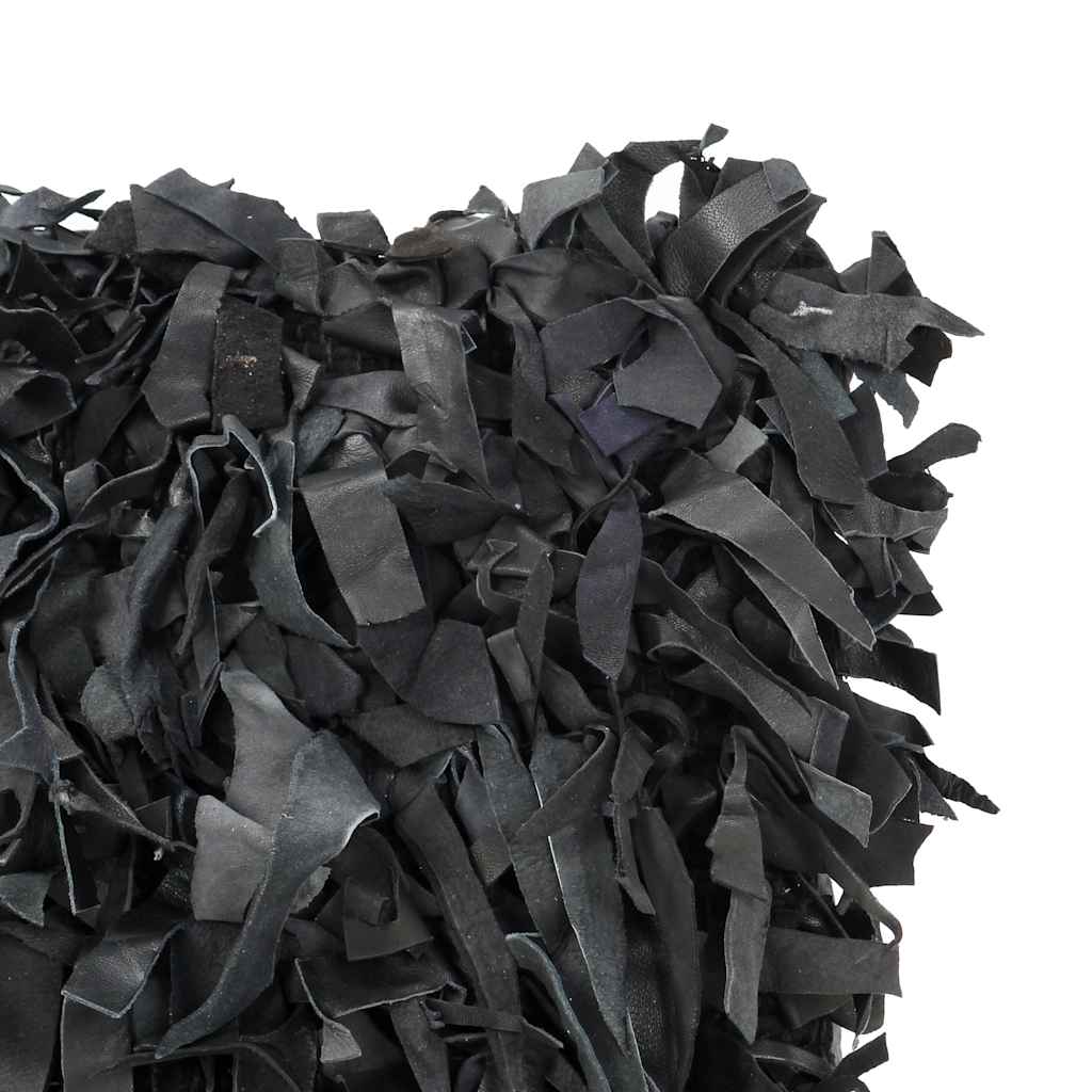 Cuscino Shaggy Nero 60x60 cm in Pelle e Cotone