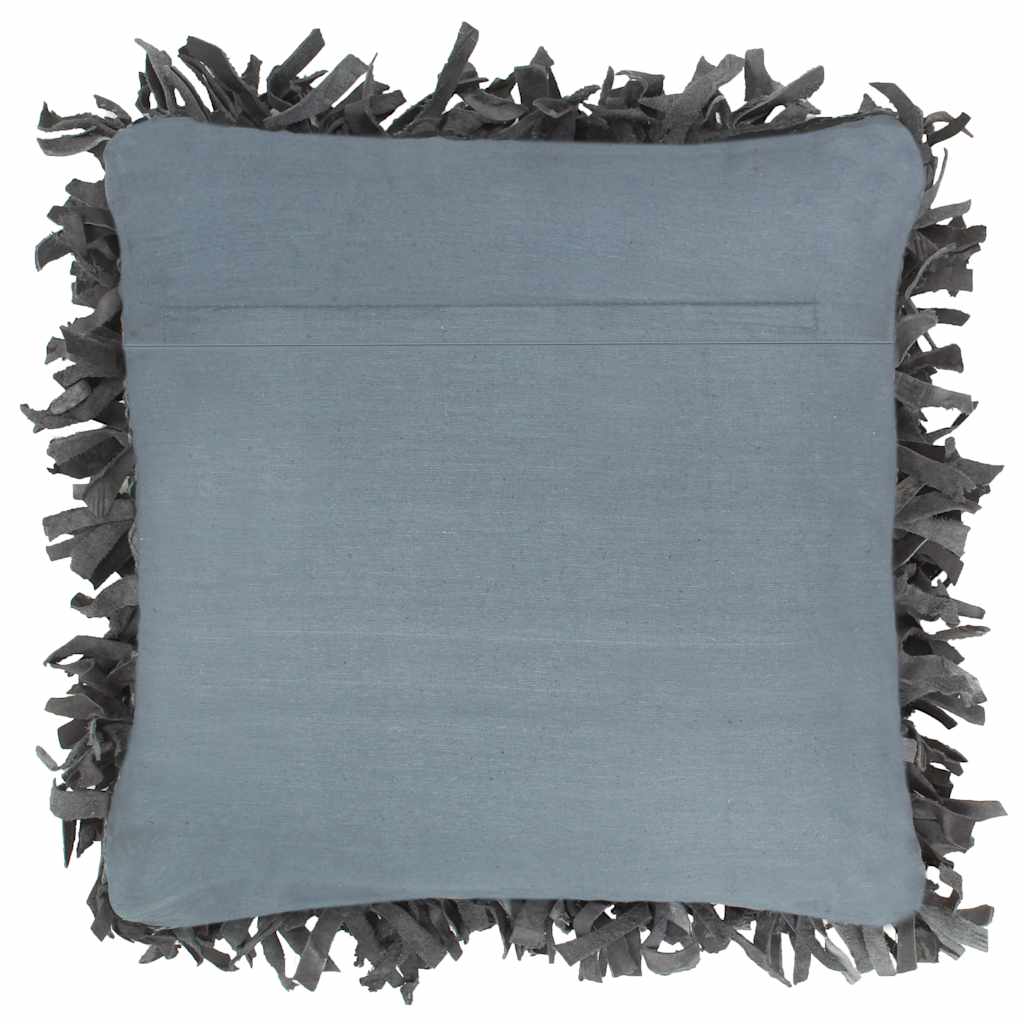 Cuscino Shaggy Grigio 60x60 cm in Pelle e Cotone