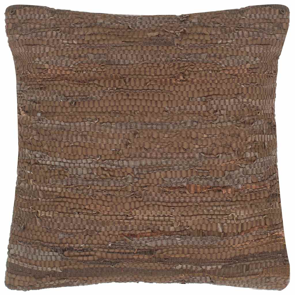 Cuscini 2 pz Chindi Marroni 45x45 cm in Pelle e Cotone