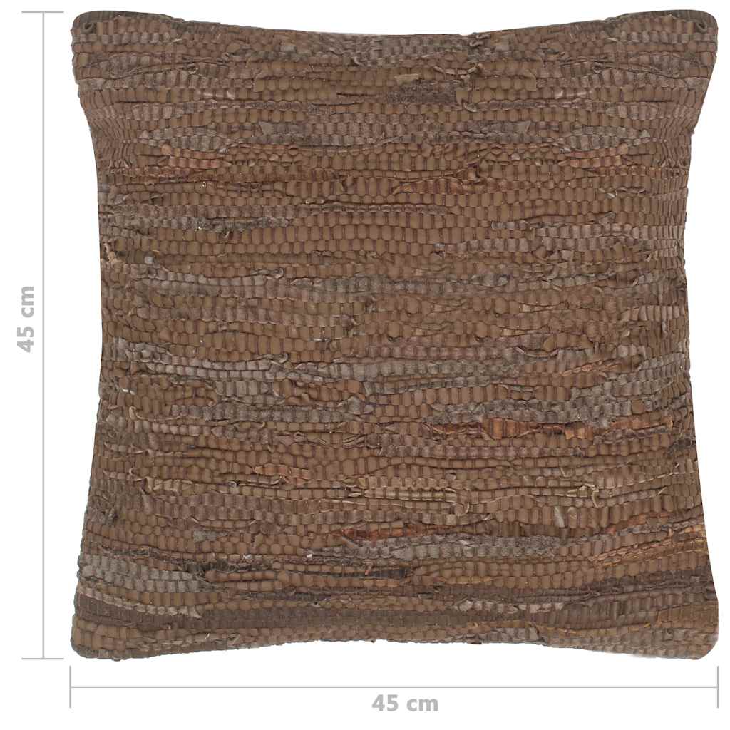 Cuscini 2 pz Chindi Marroni 45x45 cm in Pelle e Cotone