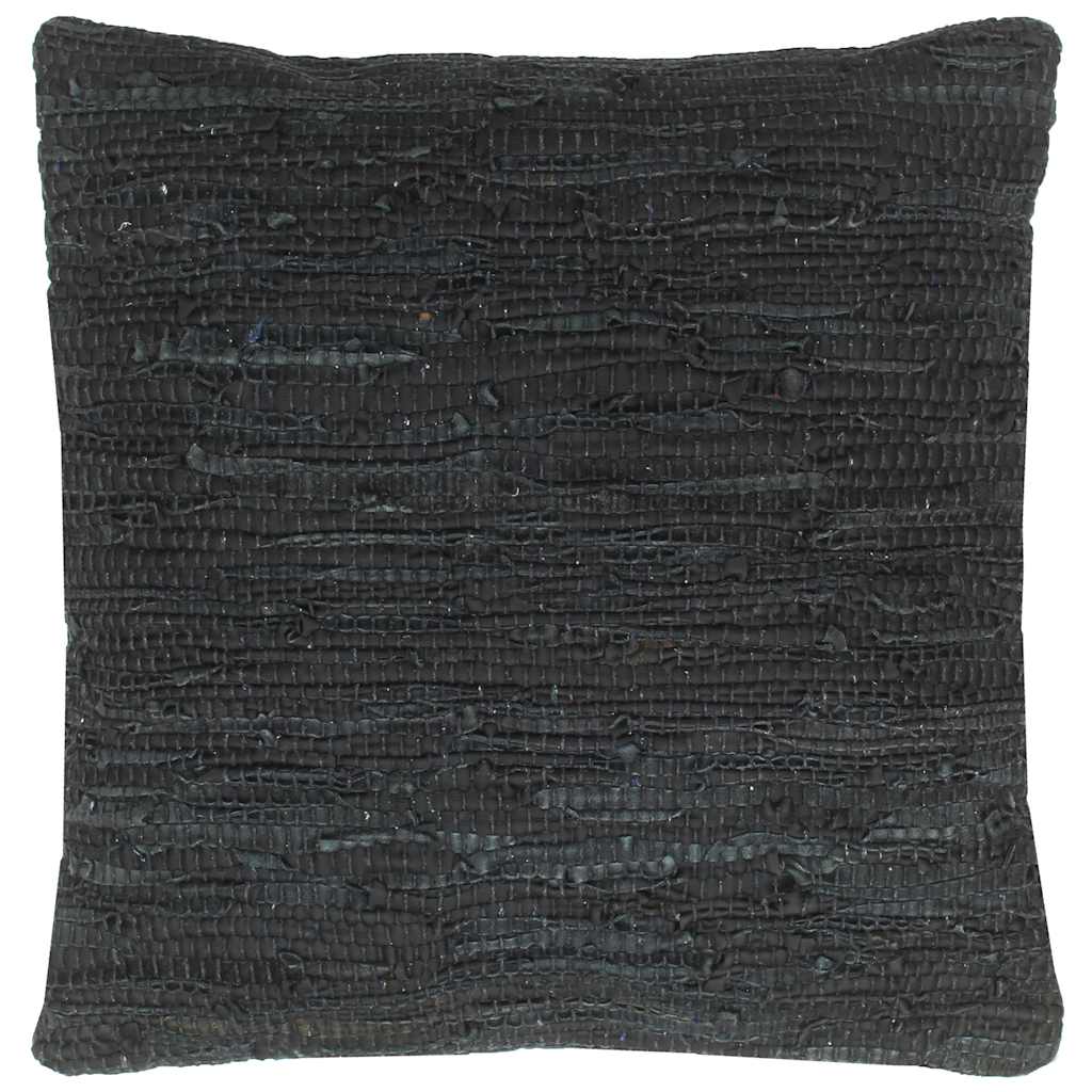 Cuscini 2 pz Chindi Neri 45x45 cm in Pelle e Cotone