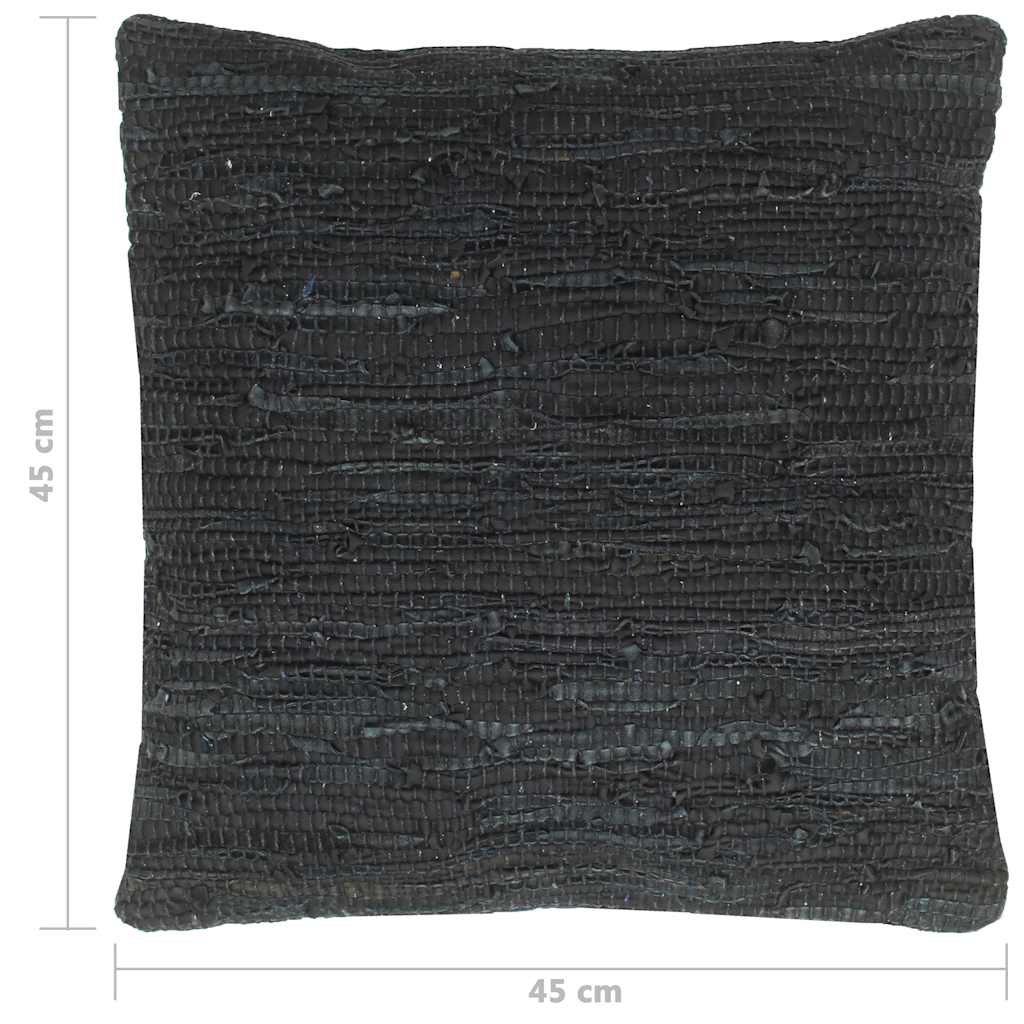 Cuscini 2 pz Chindi Neri 45x45 cm in Pelle e Cotone