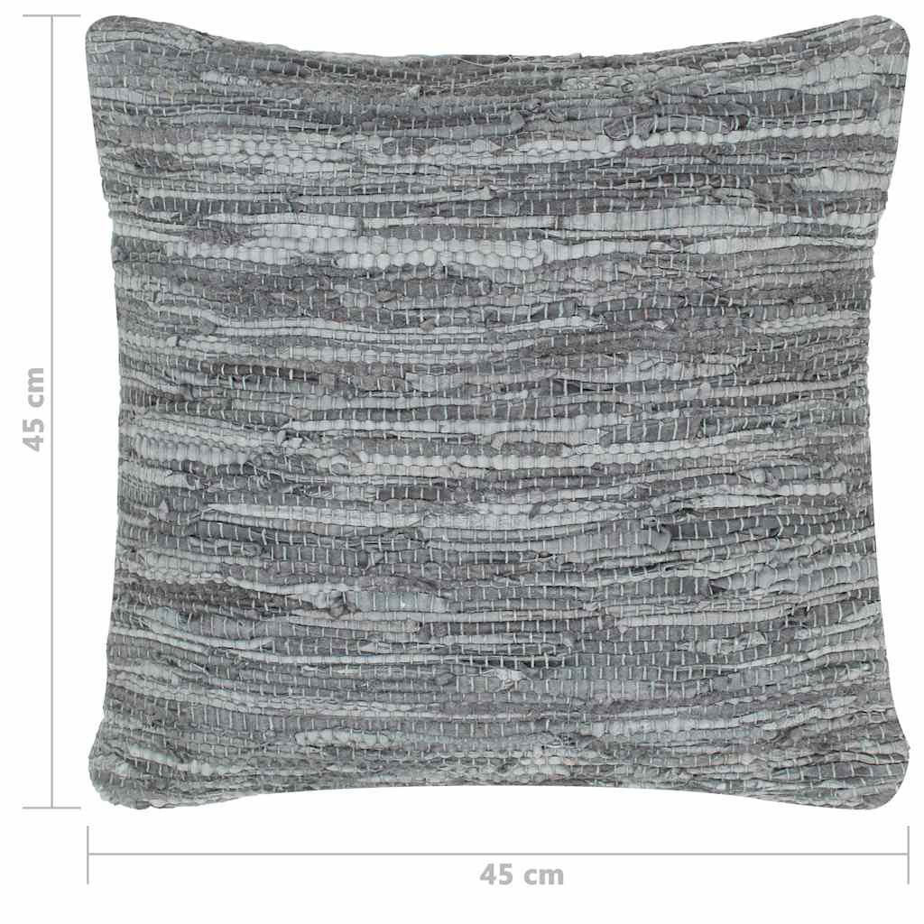 Cuscini 2 pz Chindi Grigi 45x45 cm in Pelle e Cotone