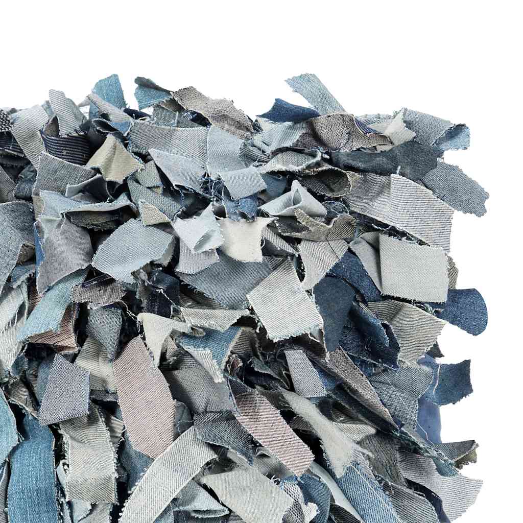 Cuscino Denim Shaggy Blu 60x60 cm in Pelle e Cotone