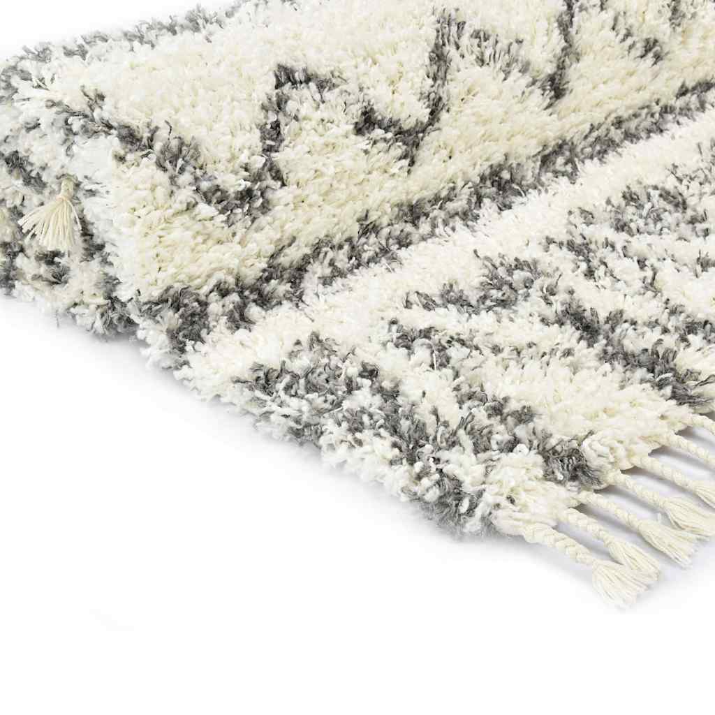Tappeto Shaggy Berbero in PP Beige e Grigio 120x170 cm