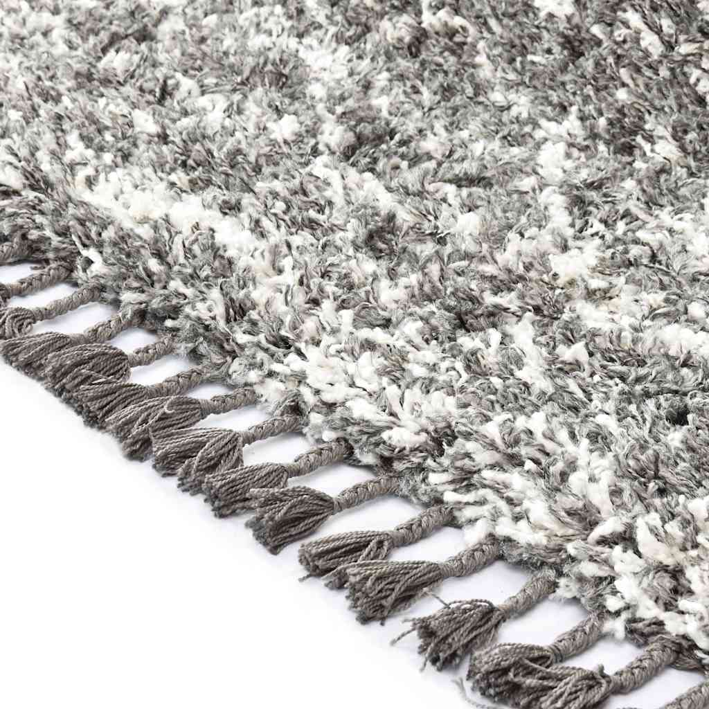 Tappeto Shaggy Berbero in PP Grigio e Beige 80x150cm