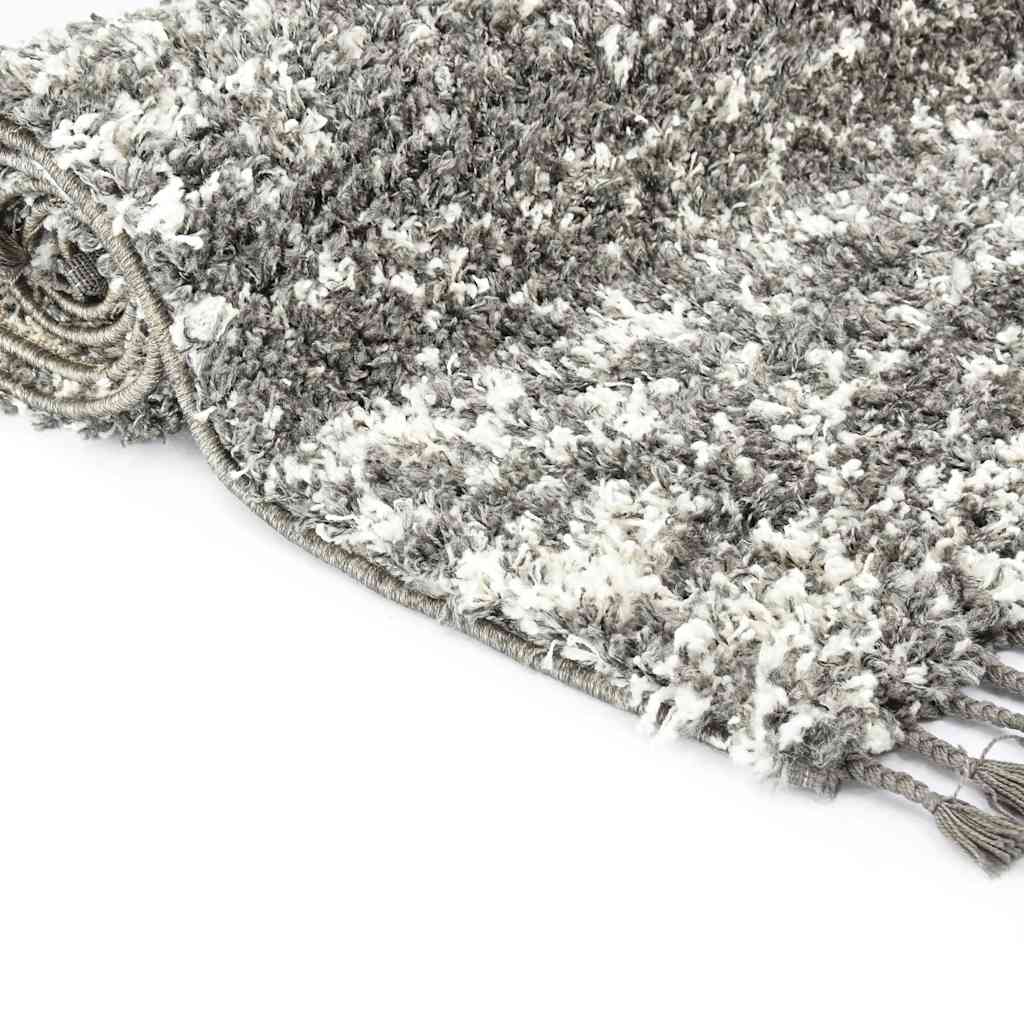Tappeto Shaggy Berbero in PP Grigio e Beige 80x150cm