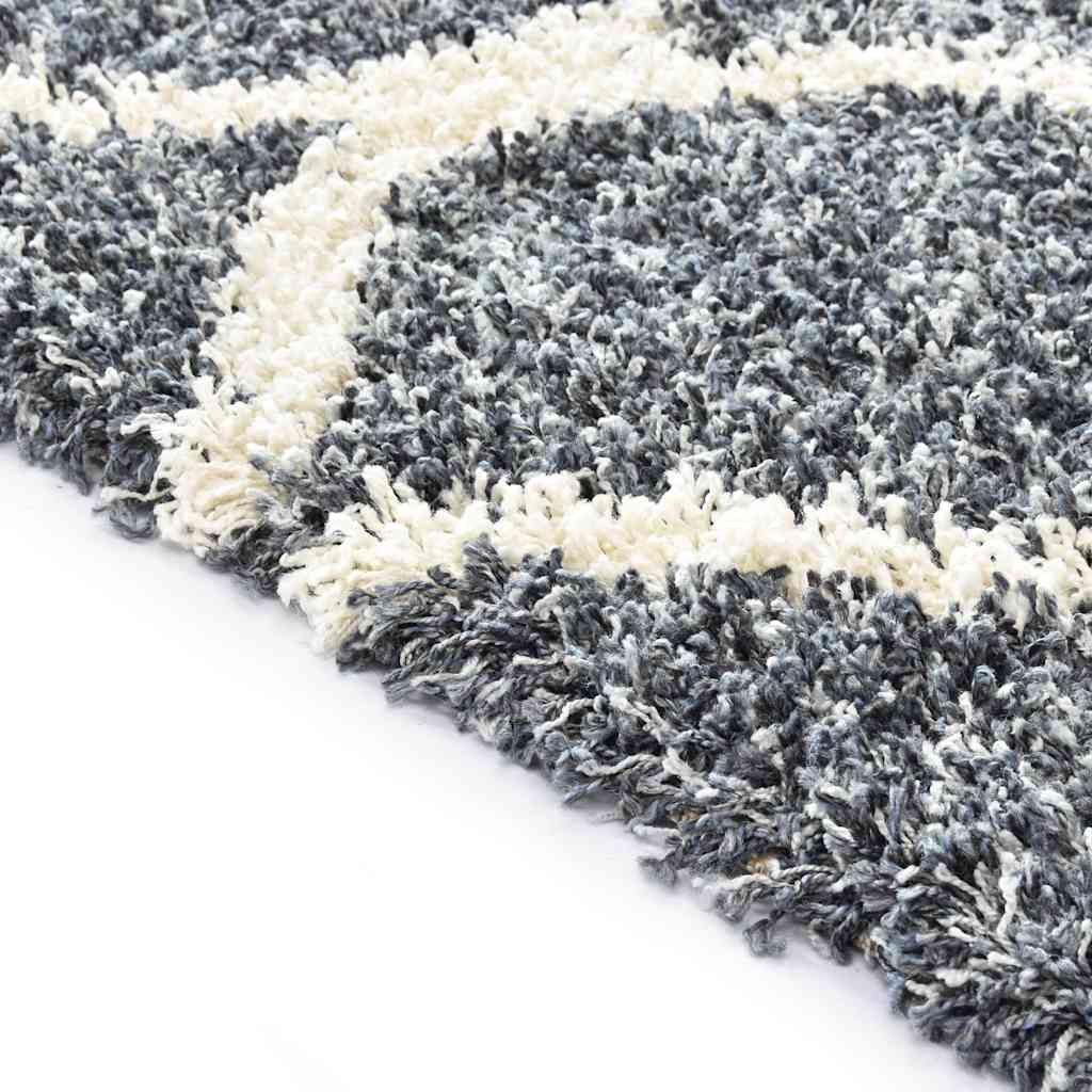 Tappeto Shaggy Berbero in PP Blu e Beige 80x150cm
