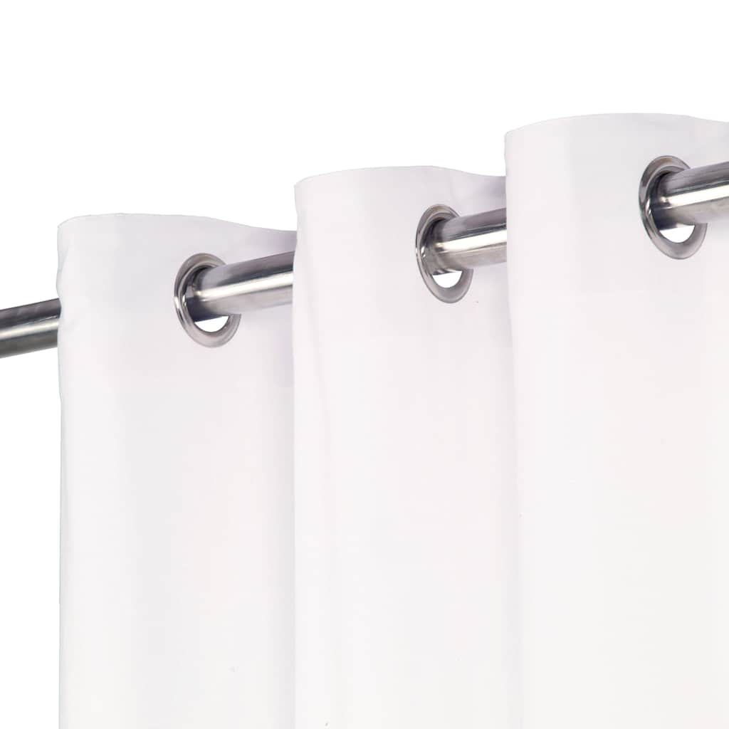 Tende con Anelli in Metallo 2 pz in Cotone 140x245 cm Bianche