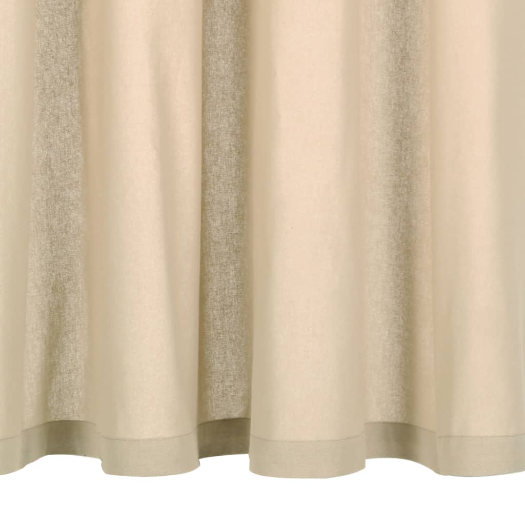 Tende con Anelli in Metallo 2 pz in Cotone 140x175 cm Beige