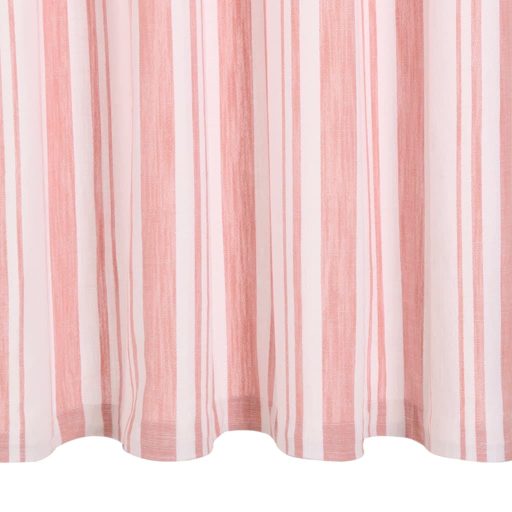 Tende con Anelli in Metallo 2pz Cotone 140x225cm Rosa a Strisce