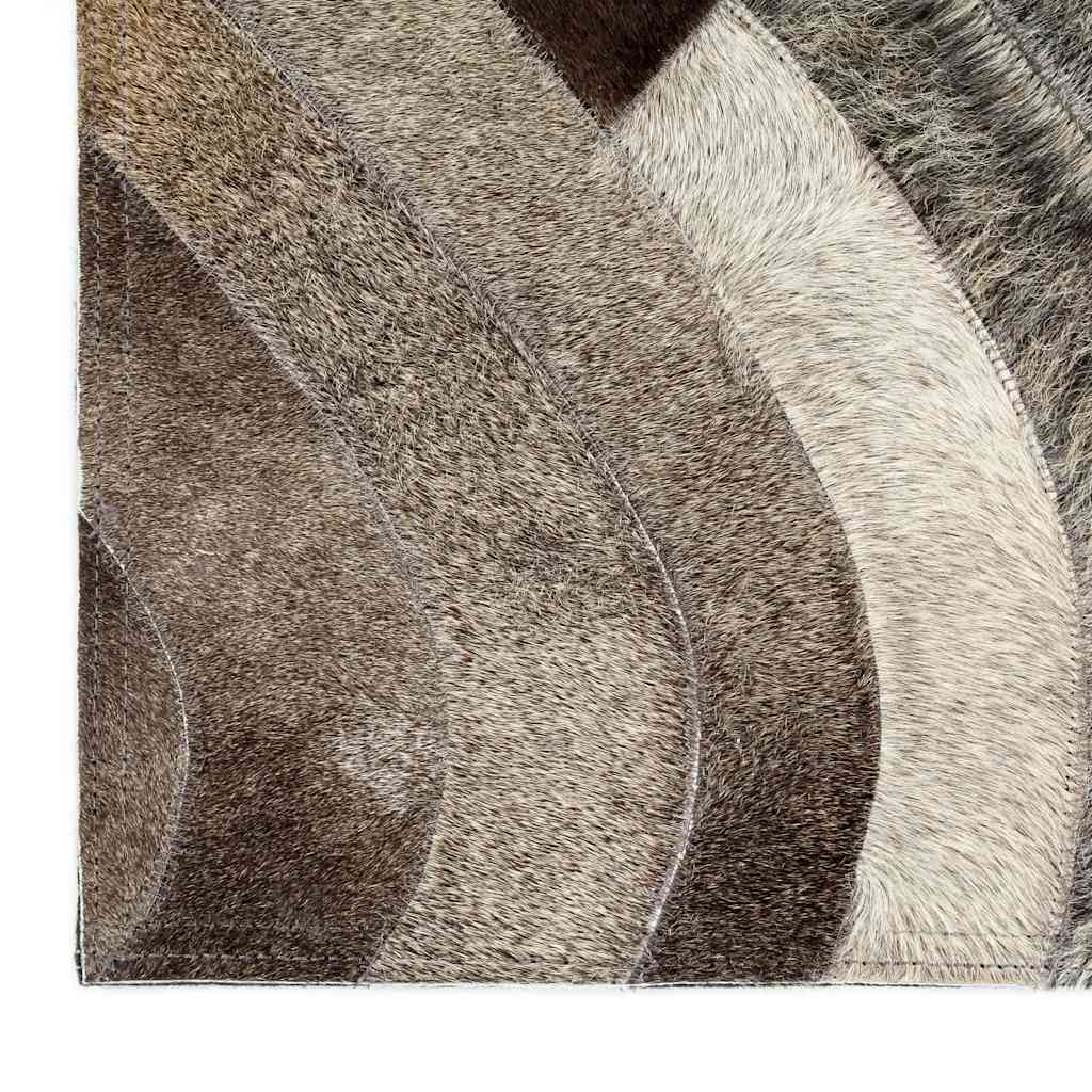 Tappeto in Pelle con Pelo Patchwork 160x230 cm Grigio/Argento