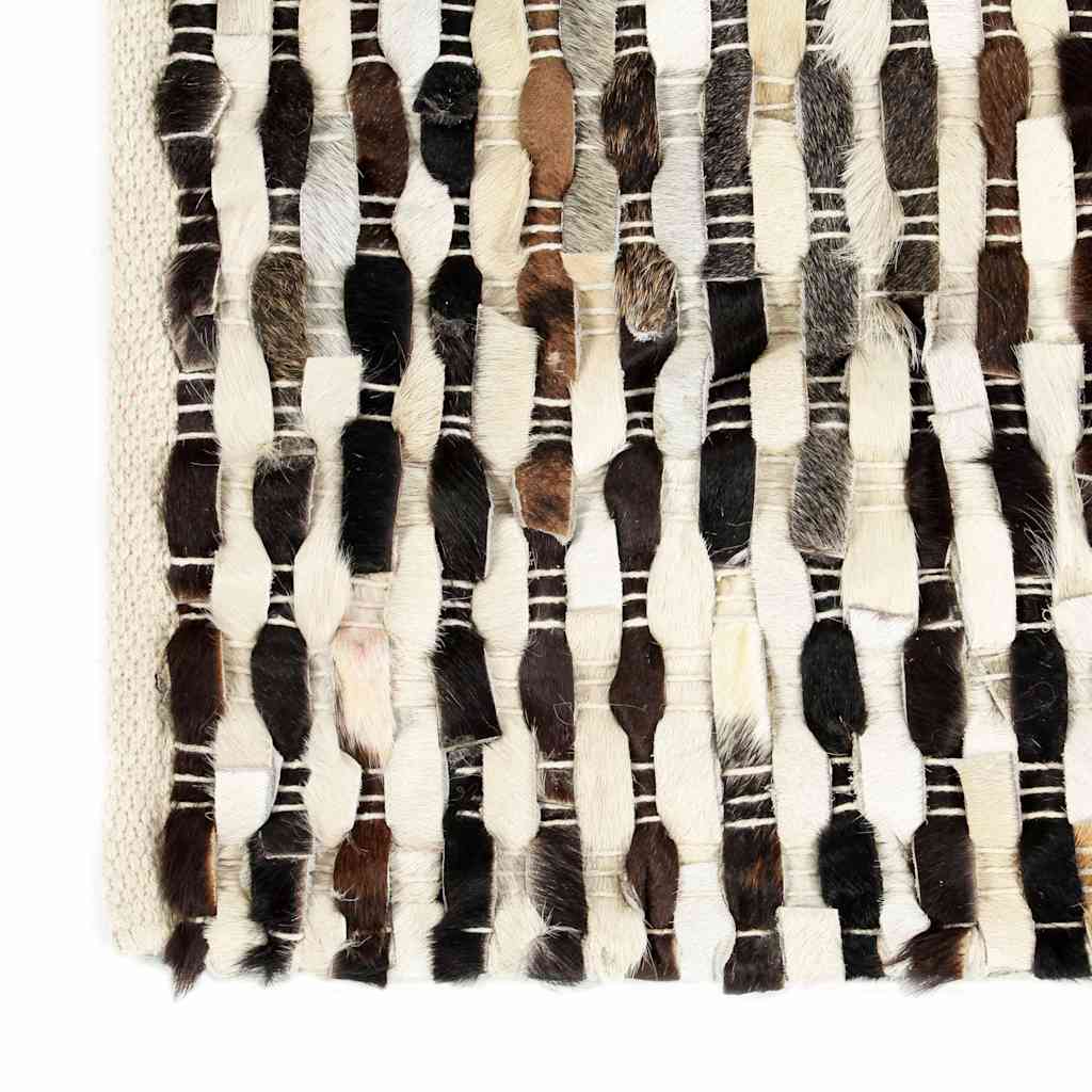 Tappeto in Pelle con Pelo 160x230cm Nero/Bianco