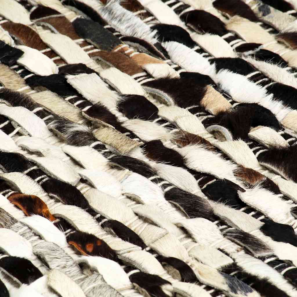 Tappeto in Pelle con Pelo 160x230cm Nero/Bianco
