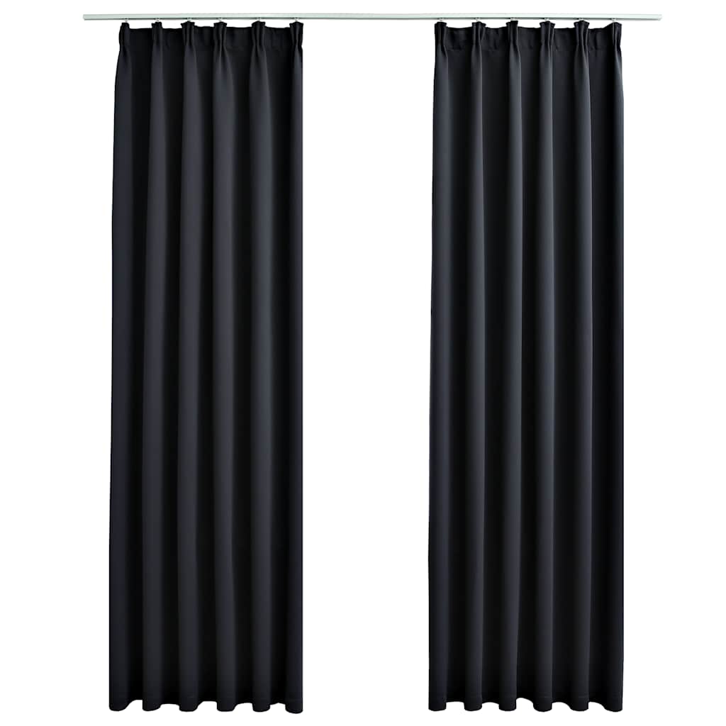 Tende Oscuranti con Ganci 2 pz Nere 140x225 cm