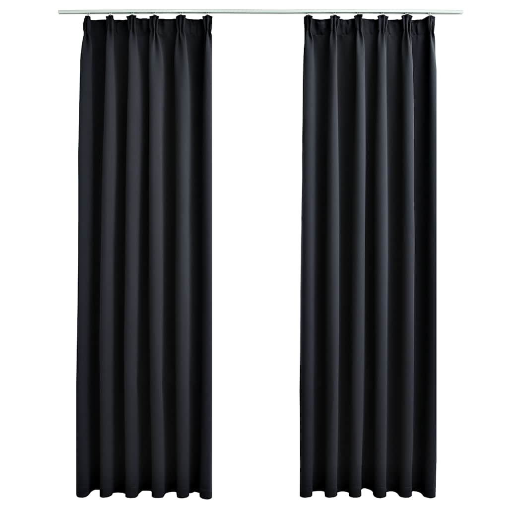 Tende Oscuranti con Ganci 2 pz Nere 140x245 cm