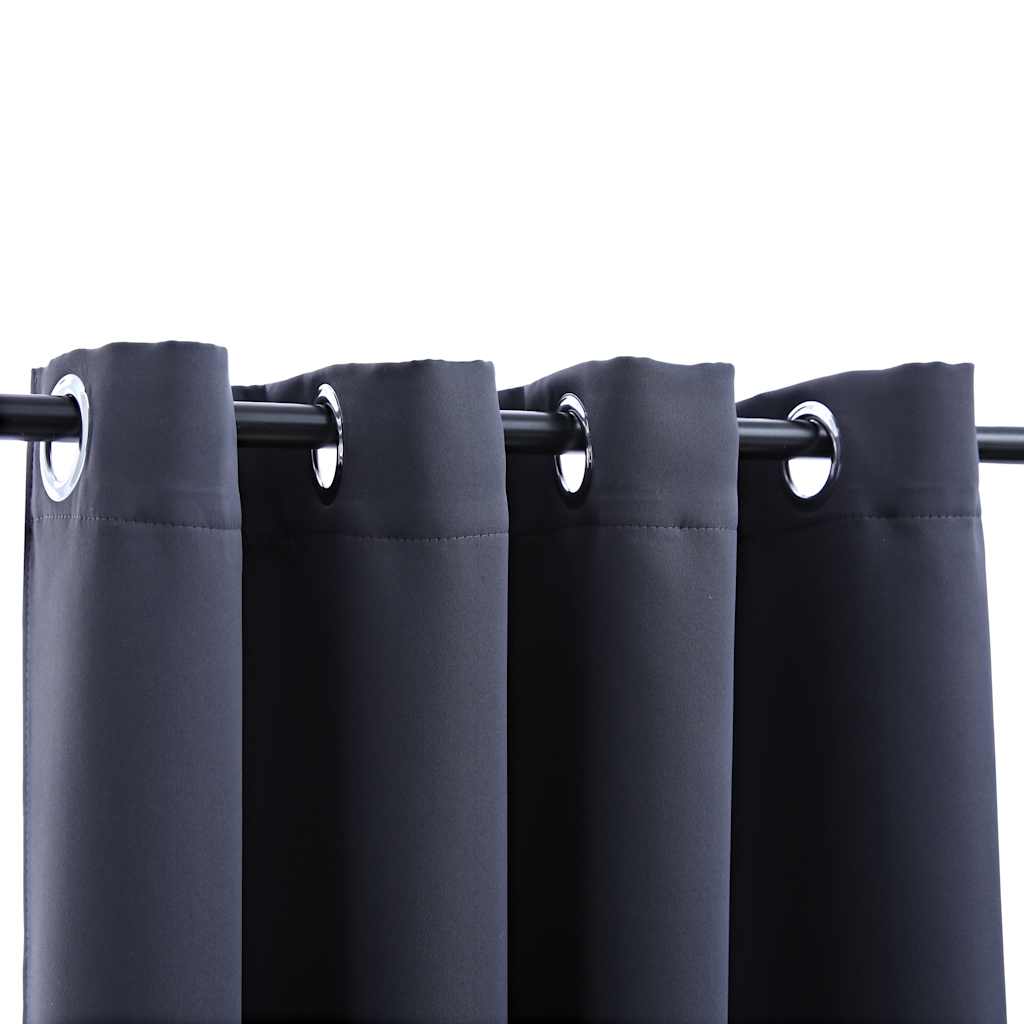 Tende Oscuranti con Anelli in Metallo 2 pz Antracite 140x225 cm