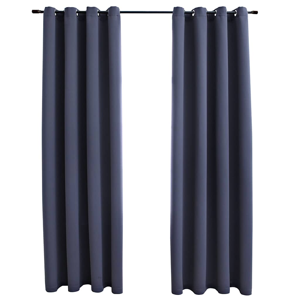 Tende Oscuranti con Anelli in Metallo 2 pz Antracite 140x245 cm