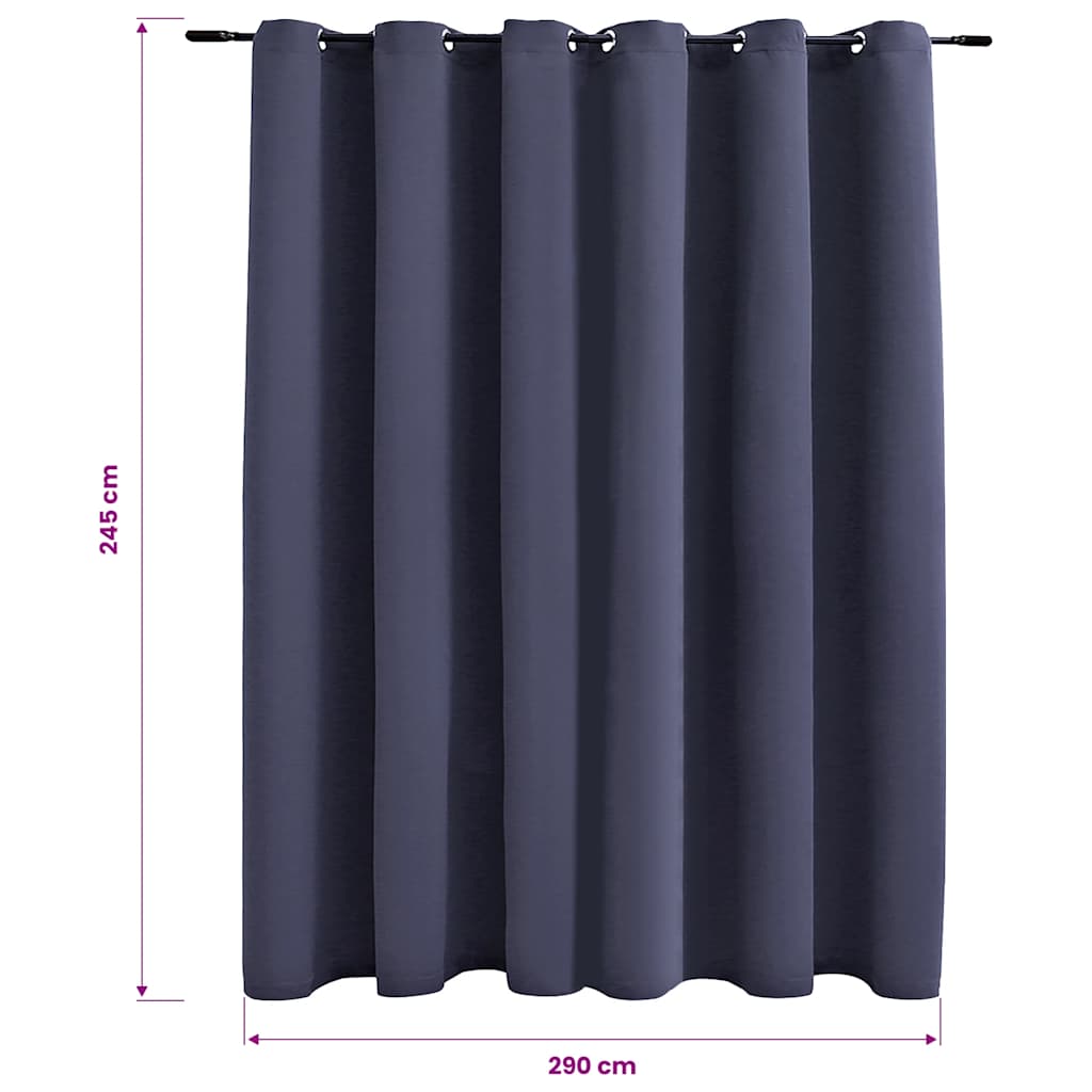 Tenda Oscurante con Anelli in Metallo Antracite 290x245 cm