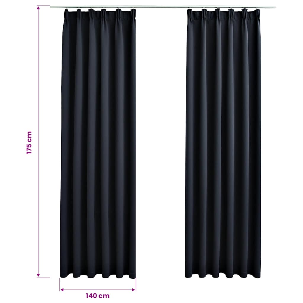 Tende Oscuranti con Ganci 2 pz Antracite 140x175 cm