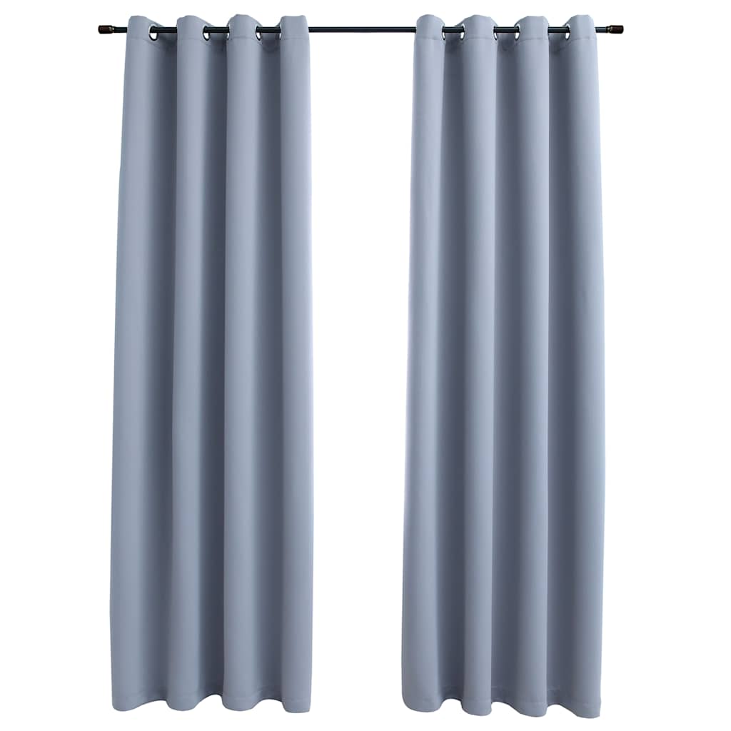 Tende Oscuranti con Anelli in Metallo 2 pz Grigie 140x245 cm