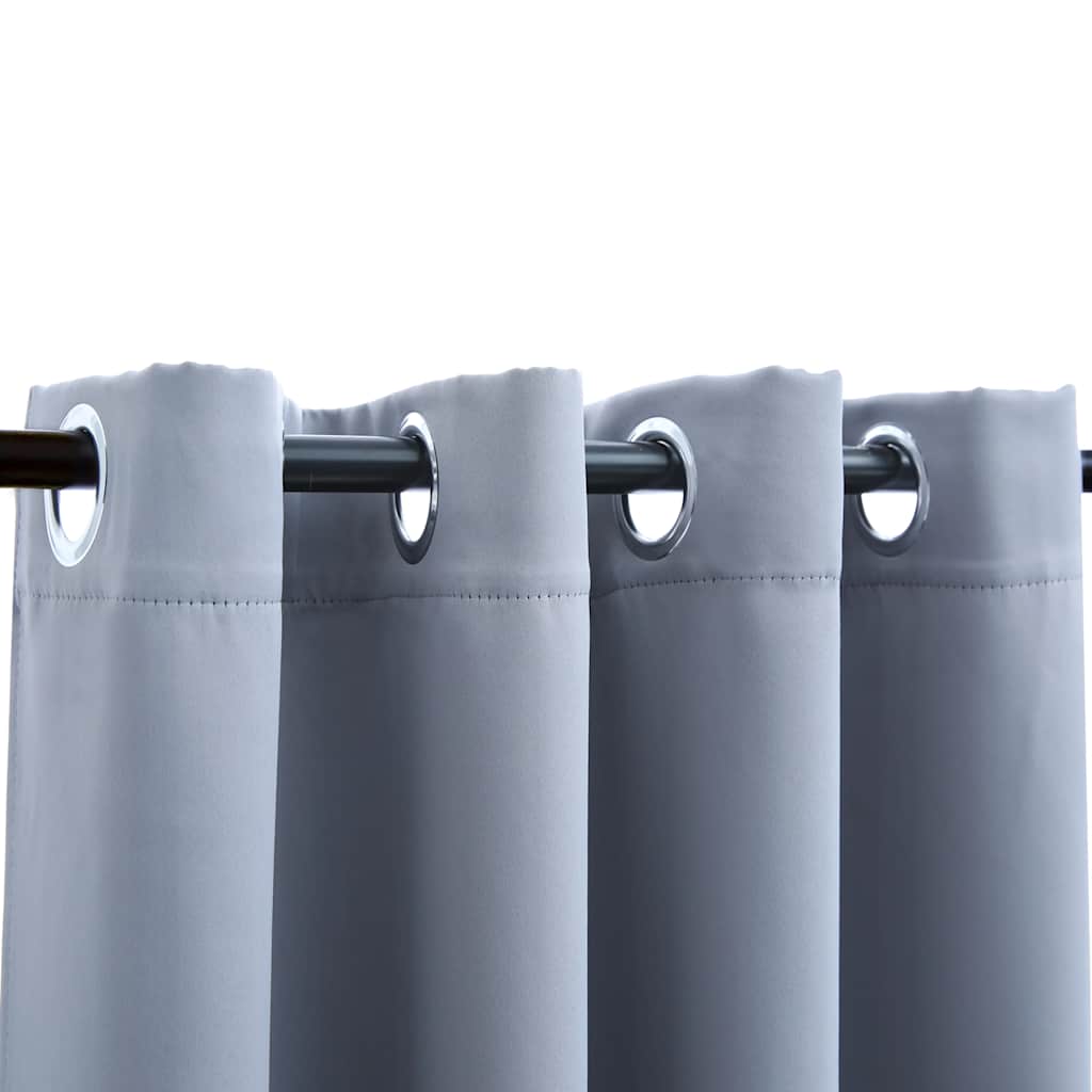 Tende Oscuranti con Anelli in Metallo 2 pz Grigie 140x245 cm
