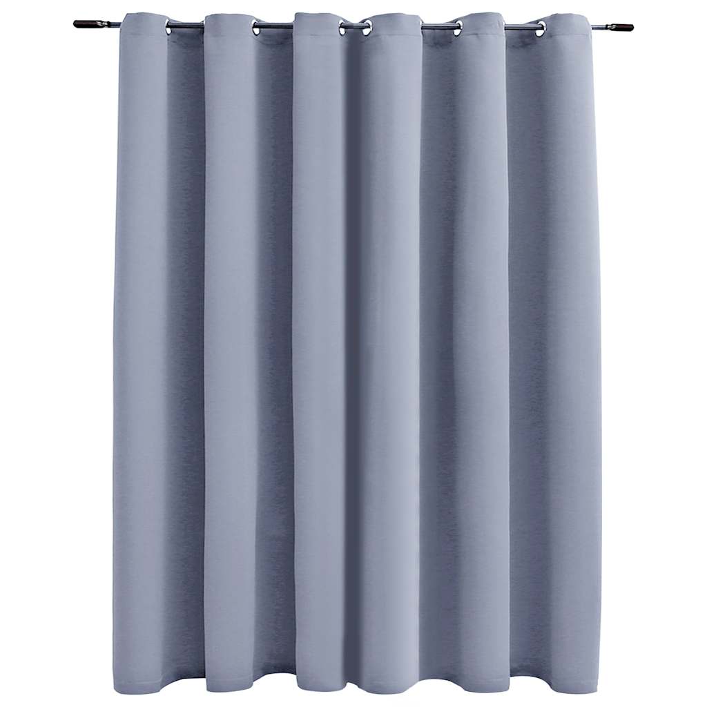 Tenda Oscurante con Anelli in Metallo Grigia 290x245 cm